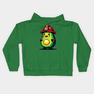 Retro avocado firefighter Kids Hoodie